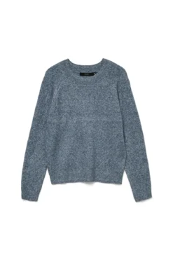 Doffy O-Neck Bluse - Mørk Denim m. Hvid Melange