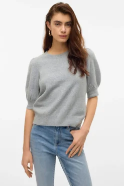 Doffy O-Neck Pullover - Light Grey Melange
