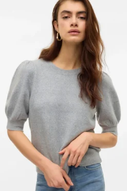 Doffy O-Neck Pullover - Light Grey Melange