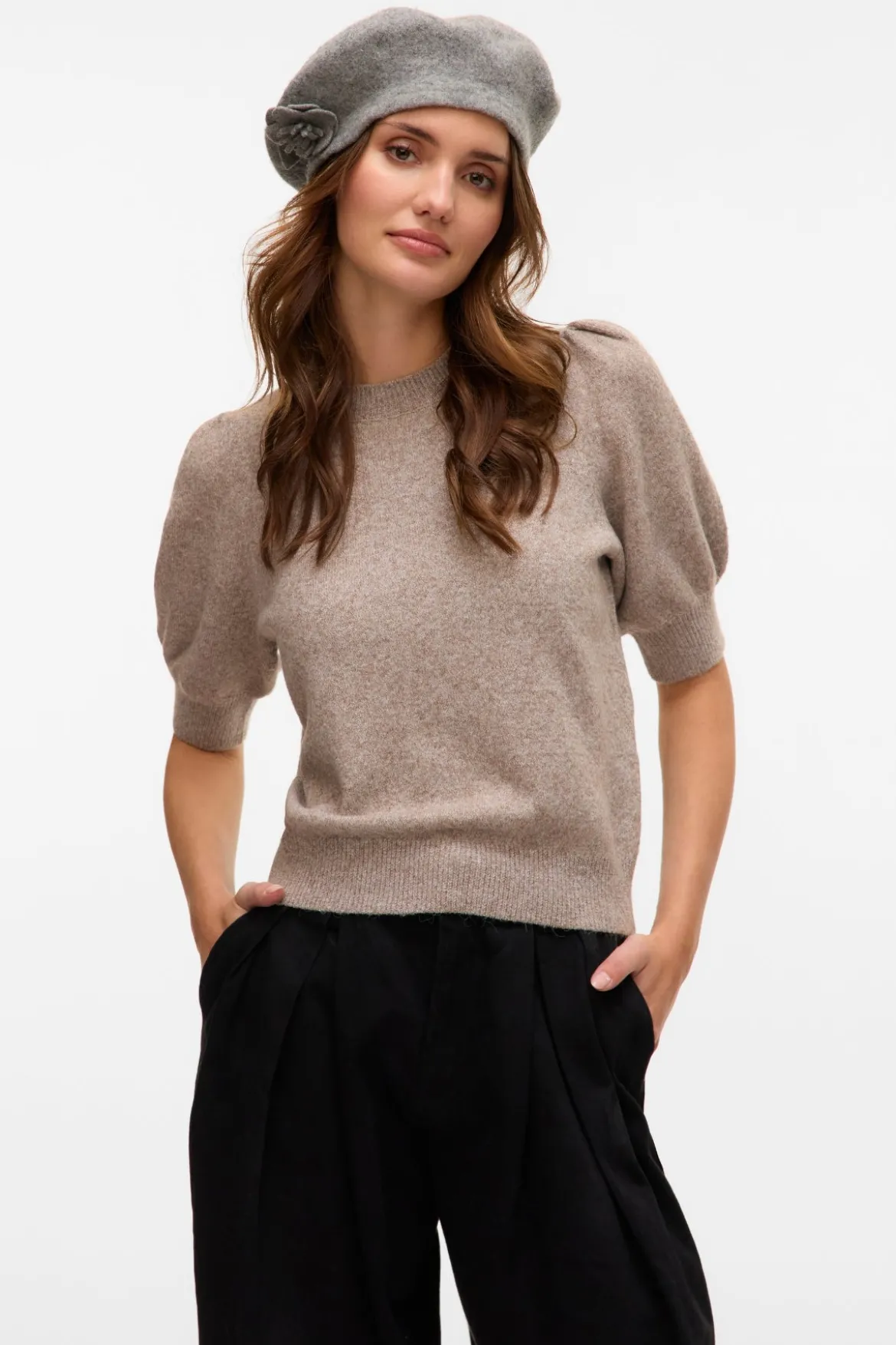 Doffy O-Neck Pullover - Moon Rock Melange