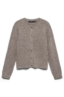 Doffy Stitch Ls O-Neck Cardigan - Moon Rock Melange