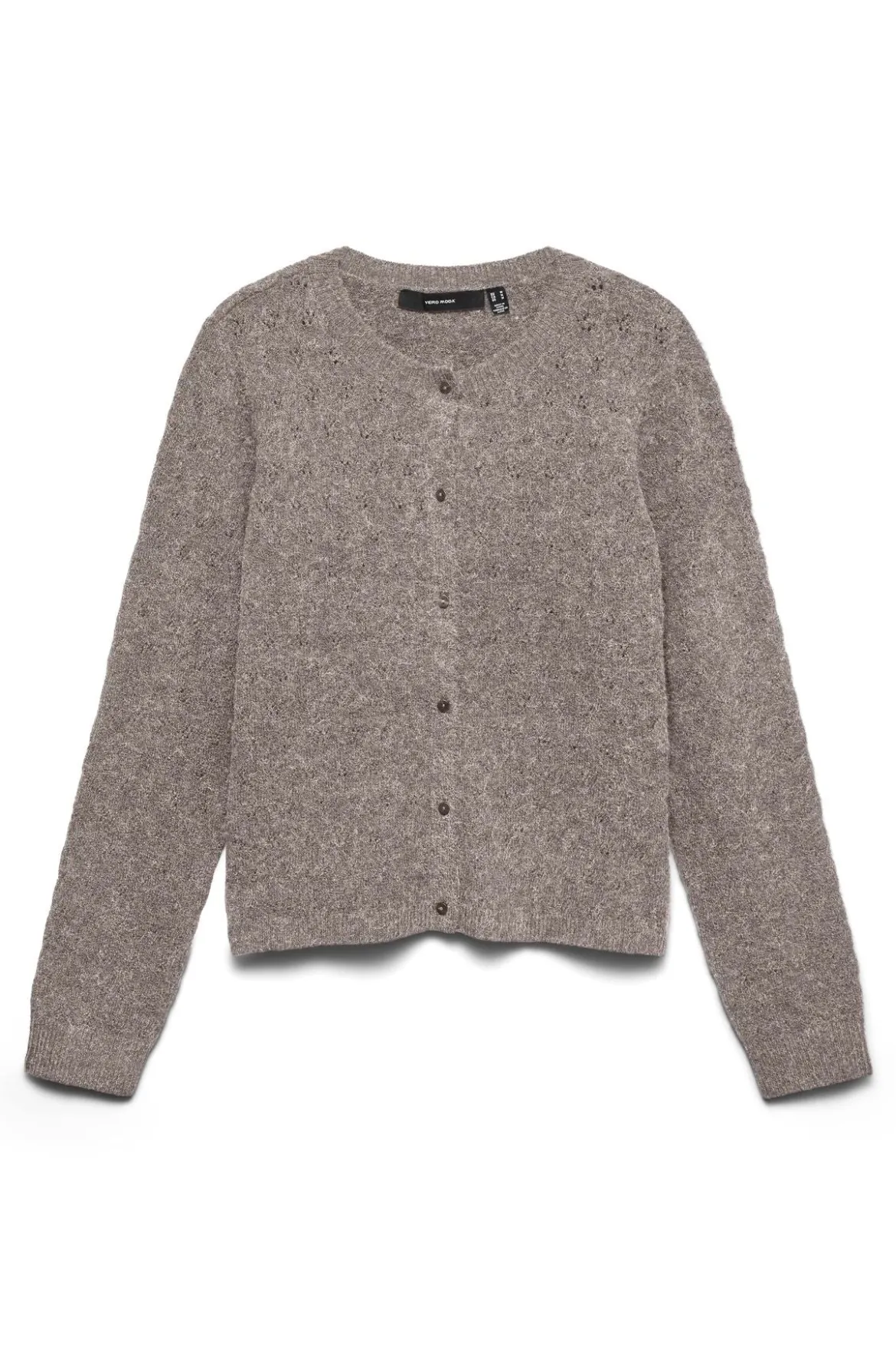 Doffy Stitch Ls O-Neck Cardigan - Moon Rock Melange