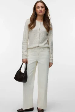 Doffy Stitch Ls O-Neck Cardigan - Birch Melange