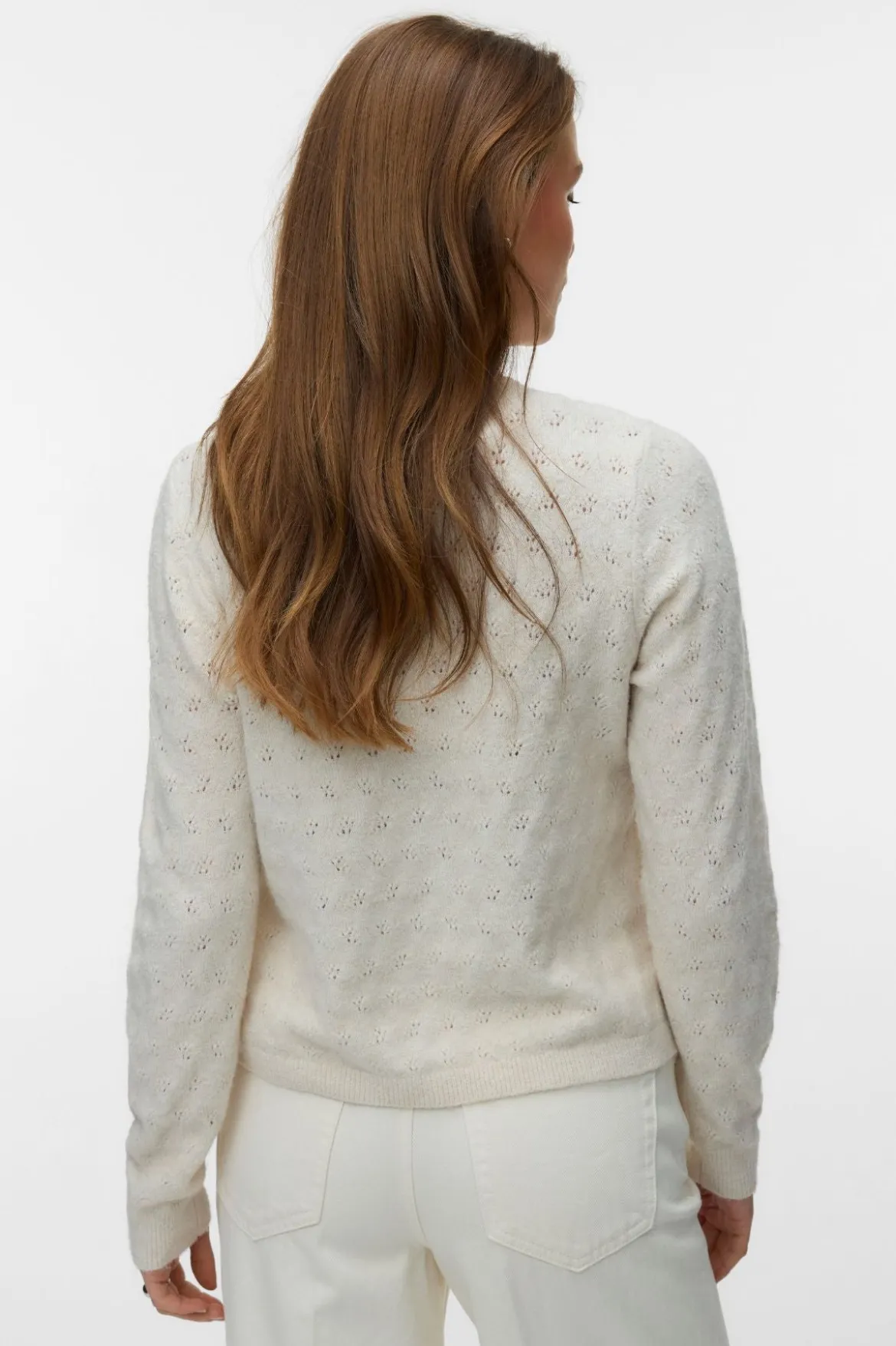 Doffy Stitch Ls O-Neck Cardigan - Birch Melange