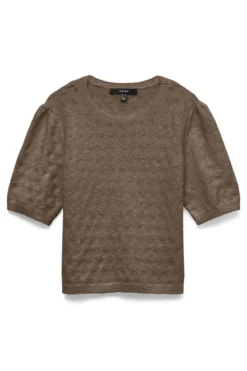 Doffy Stitch O-Neck Pullover - Chocolate Torte - Black Melange