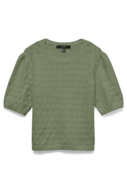 Doffy Stitch O-Neck Pullover - Oil Green Melange
