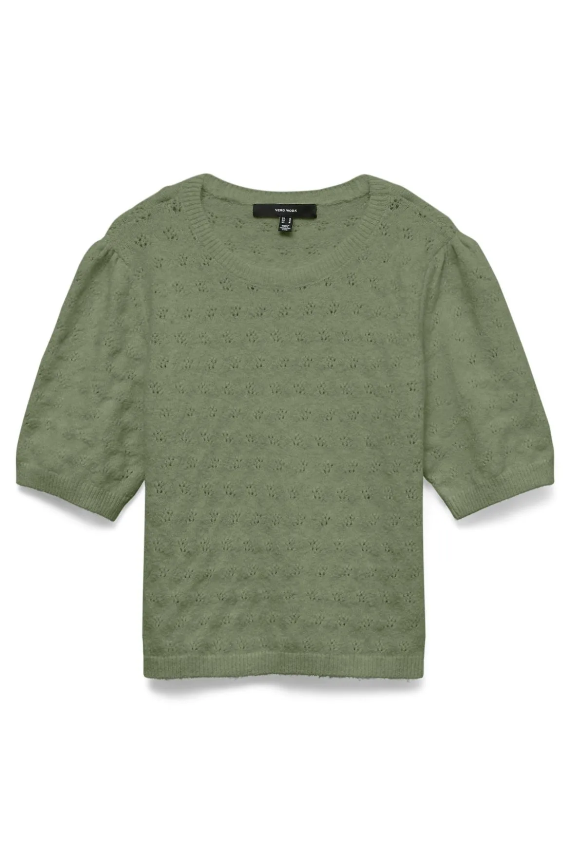 Doffy Stitch O-Neck Pullover - Oil Green Melange