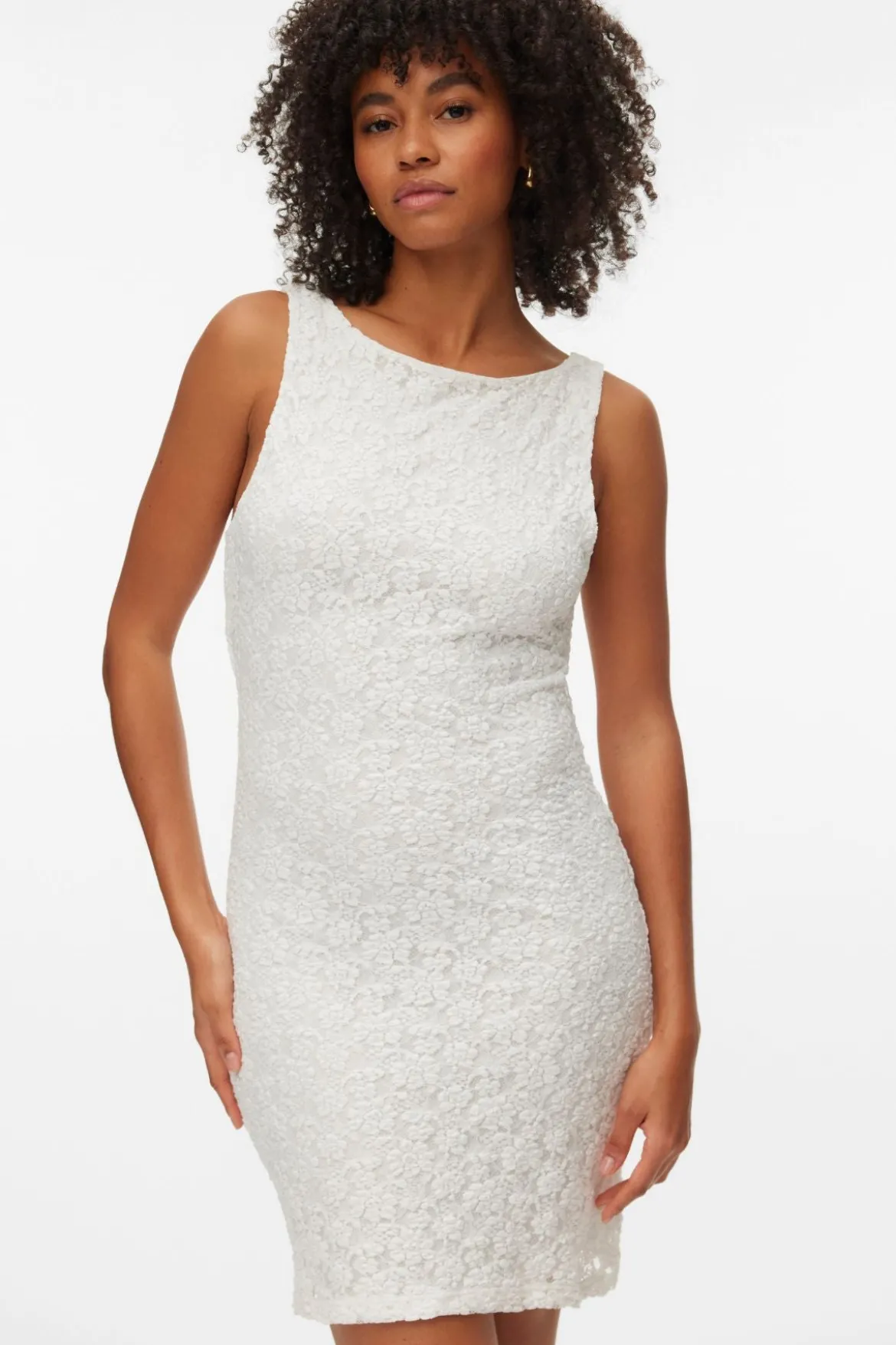 Dolly Boat Neck Short Dress - Snow White