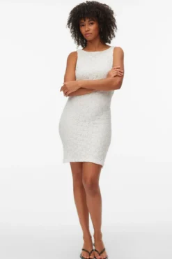Dolly Boat Neck Short Dress - Snow White