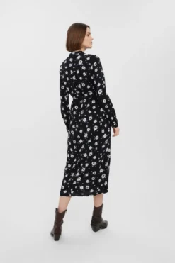 Easy Long Sleeve Shirt Dress - Sort