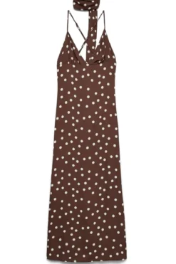 Elisa lang singlet scarf kjole - Chocolate Martini : Snow White Dot