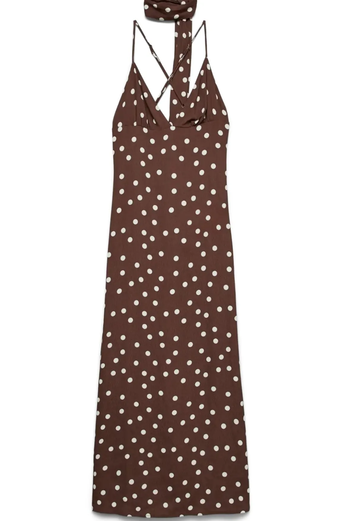 Elisa lang singlet scarf kjole - Chocolate Martini : Snow White Dot