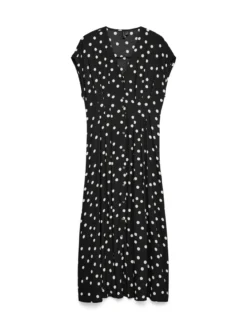 Elisa Pleat Shirt Dress - Sort - Snow White Dot