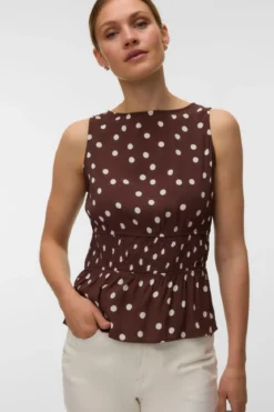 Elisa Smock Top - Chocolate Martini - Snow White Dot