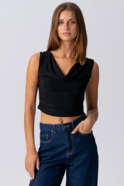 Elisa Waterfall Top - Sort