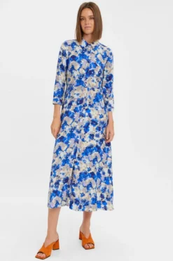 Elly 3/4 Skjortekjole - Nautical Blue