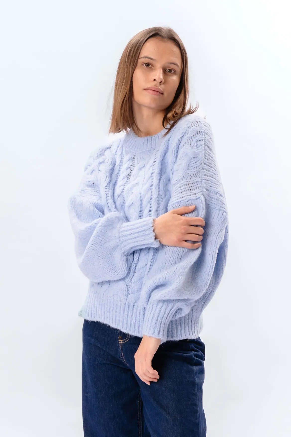 Emma Cable Knit - Skyblå