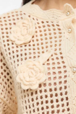 Enny Blomster Strikcardigan - Birch
