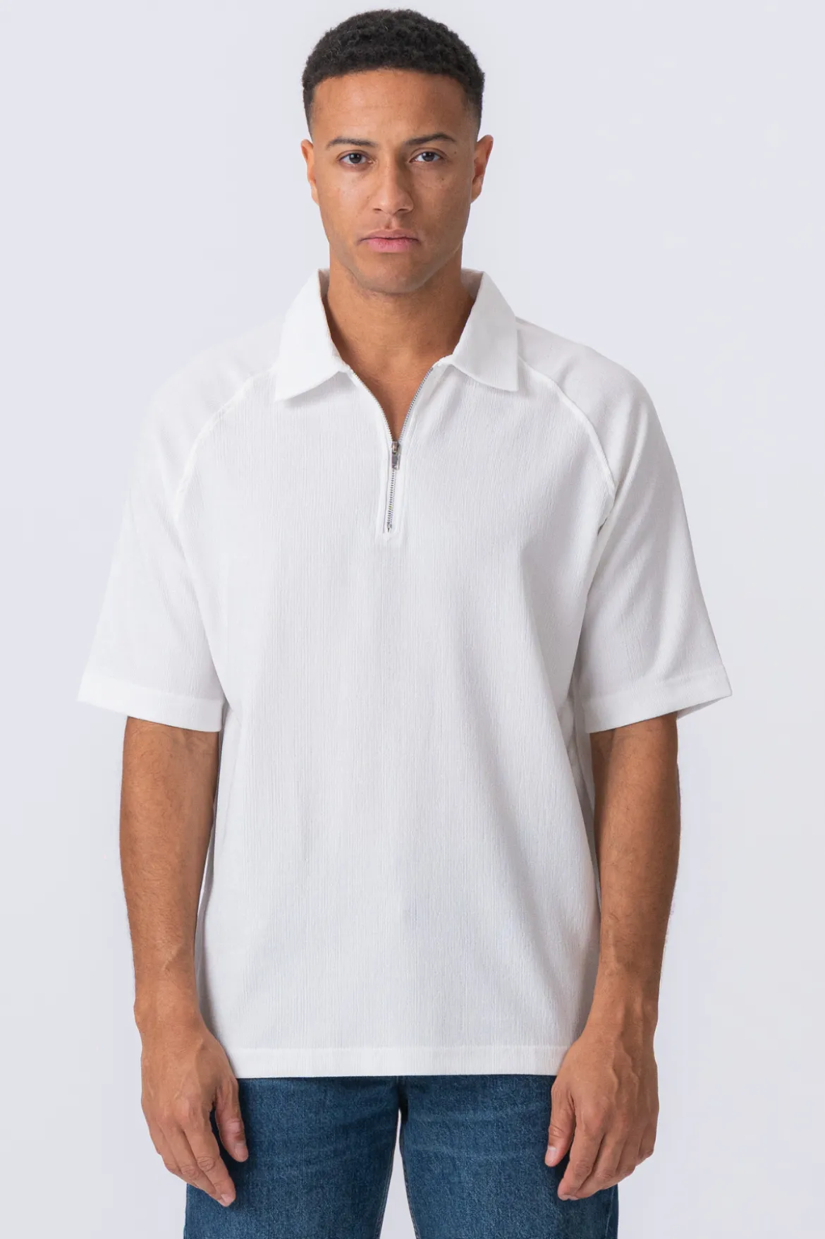 Enzo Kortærmet Half Zip - Hvid