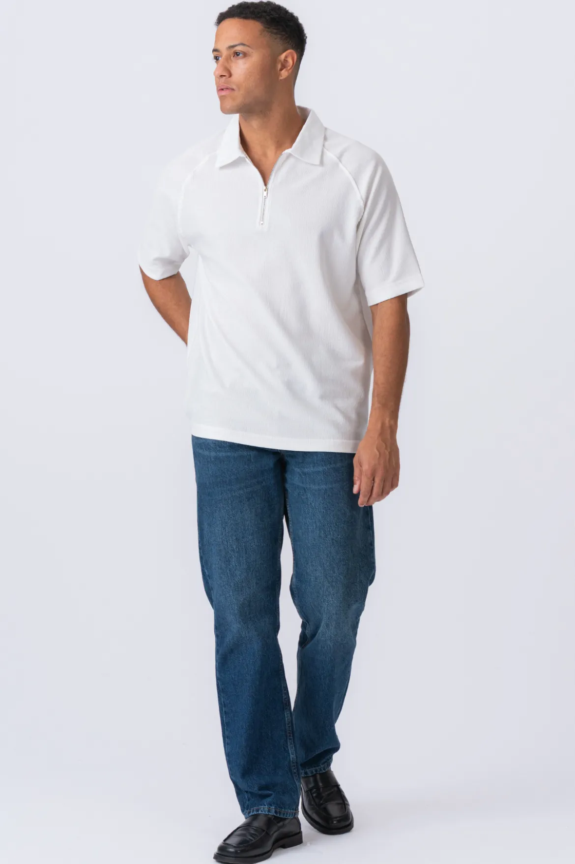 Enzo Kortærmet Half Zip - Hvid