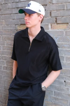 Enzo Kortærmet Half Zip - Sort