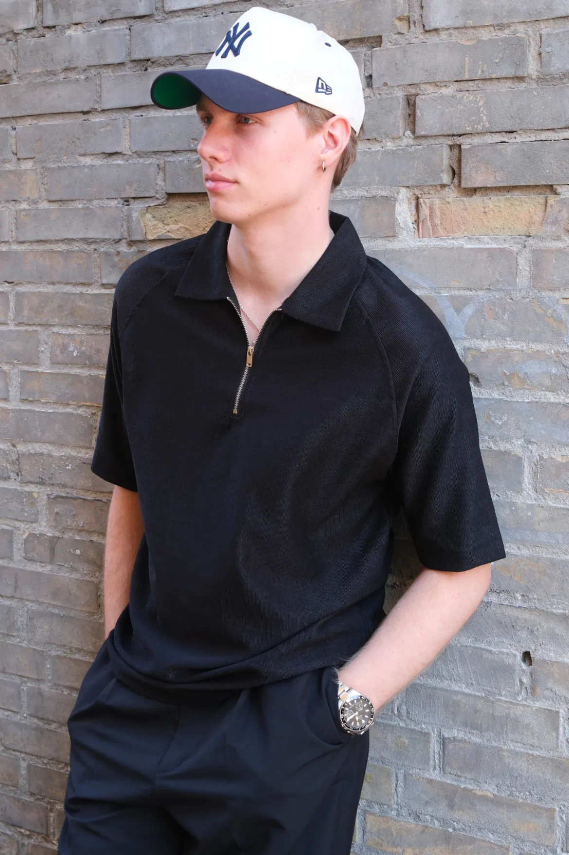 Enzo Kortærmet Half Zip - Sort