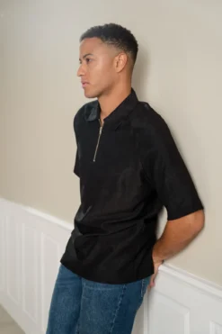 Enzo Kortærmet Half Zip - Sort