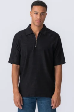 Enzo Kortærmet Half Zip - Sort