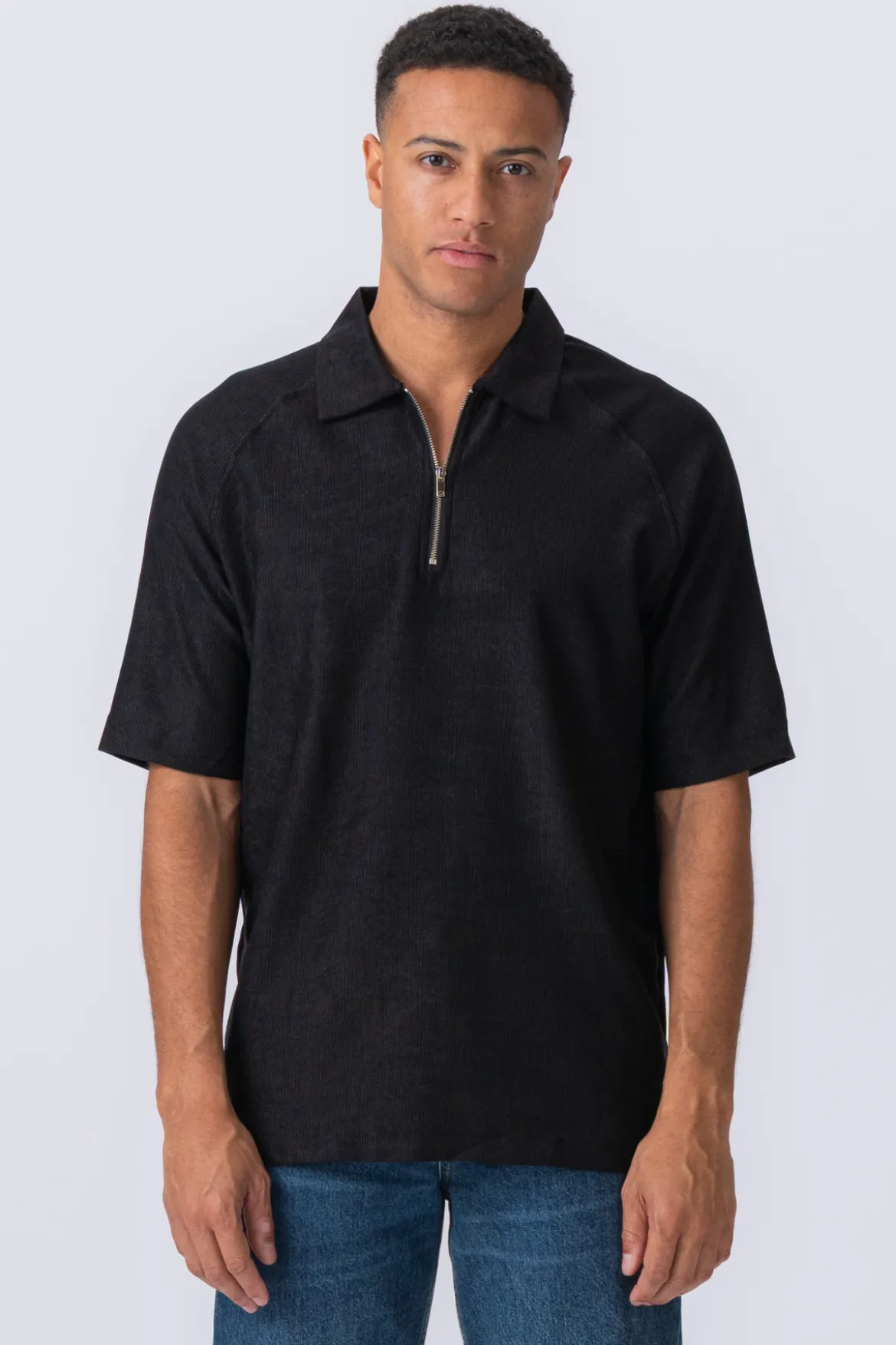 Enzo Kortærmet Half Zip - Sort