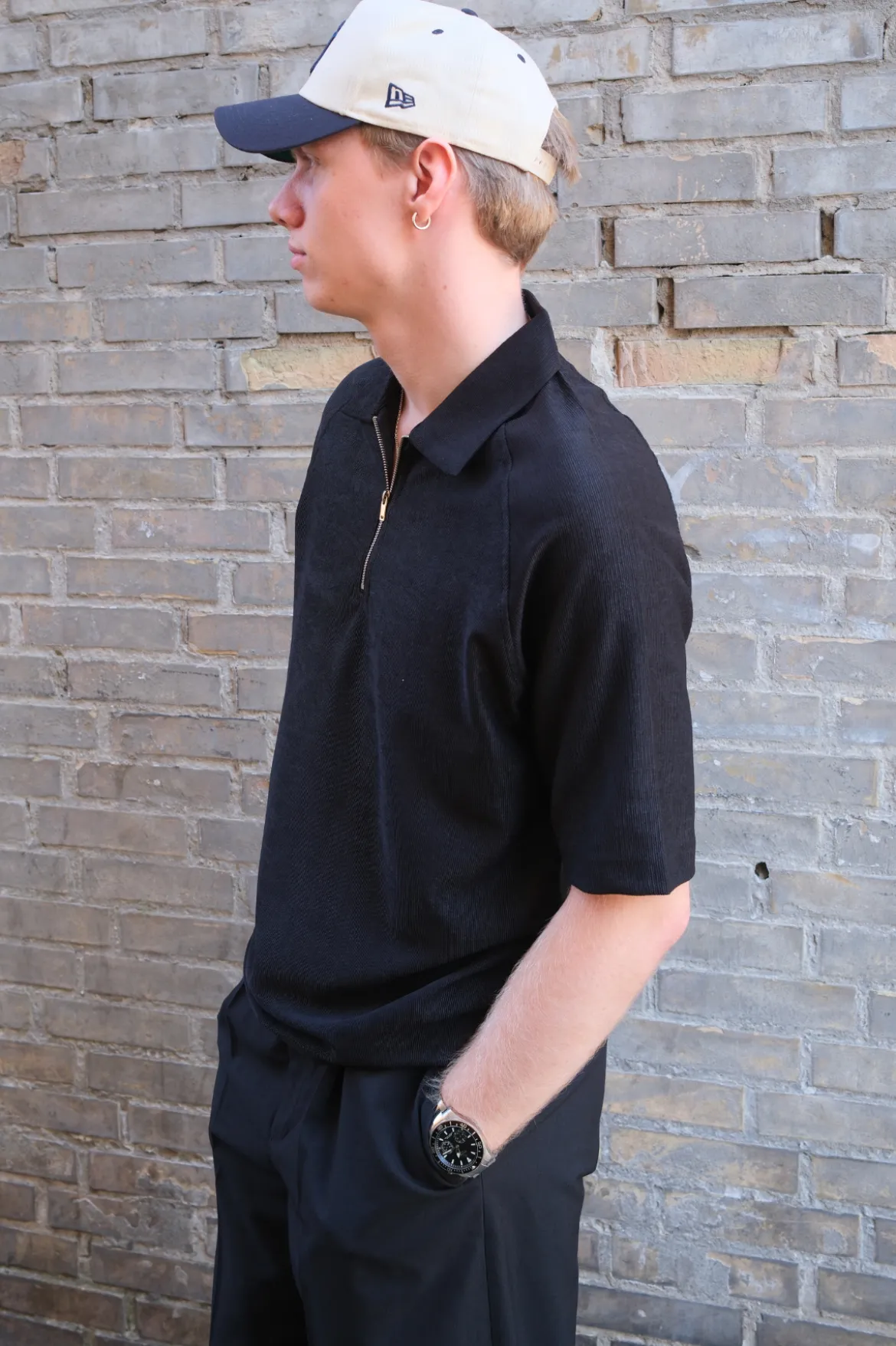 Enzo Kortærmet Half Zip - Sort