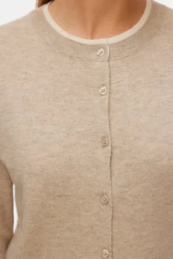 Fantastisk O-Neck Cardigan - Silver Mink Melange w. Birch