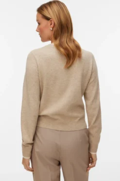 Fantastisk O-Neck Cardigan - Silver Mink Melange w. Birch
