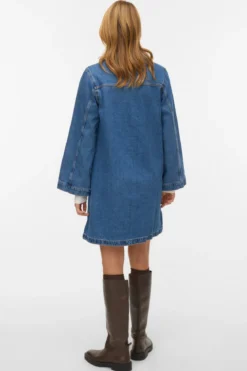 Findo Kort Denimkjole - Medium Blue Denim