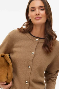 Fiona Kort Knapcardigan - Silver Mink Melange
