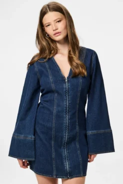 Flora Denim Dress - Mørkeblå Denim