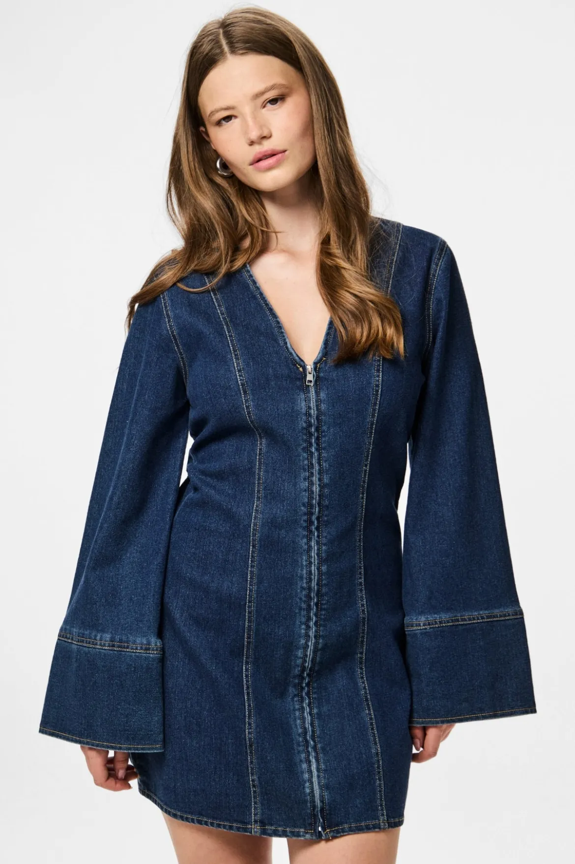 Flora Denim Dress - Mørkeblå Denim