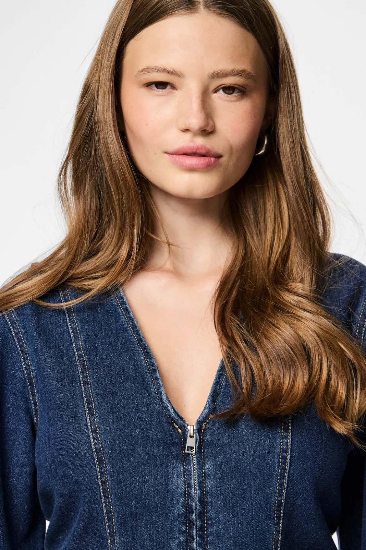 Flora Denim Dress - Mørkeblå Denim