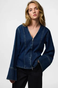 Flora Denim Skjorte - Dark Blue Denim