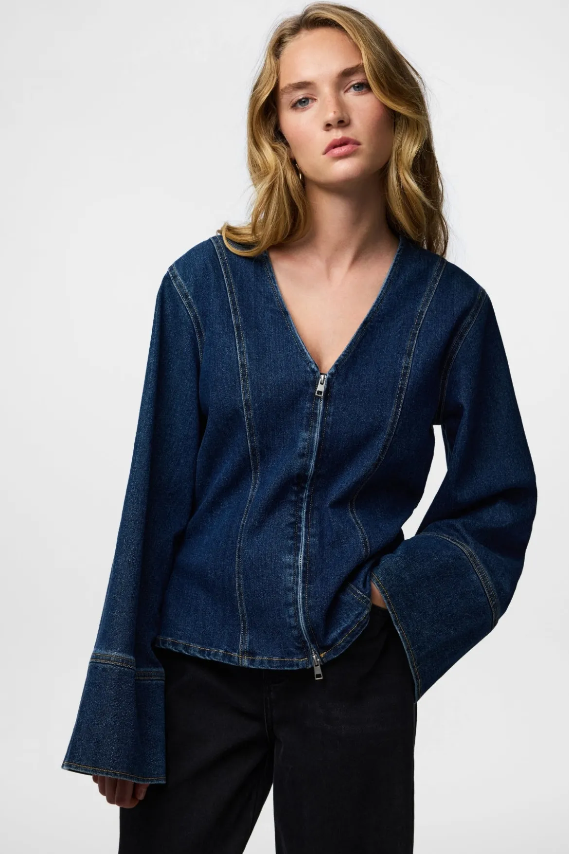 Flora Denim Skjorte - Dark Blue Denim