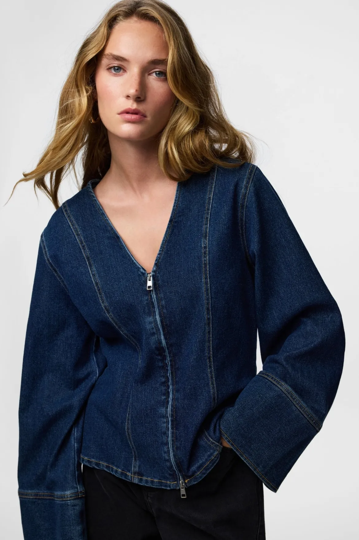 Flora Denim Skjorte - Dark Blue Denim
