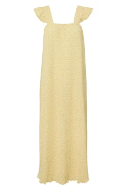Flora Strop Kjole med Flæser - French Vanilla