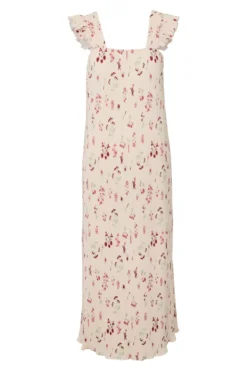 Flora Strop Kjole med Flæser - Petal Pink