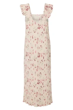 Flora Strop Kjole med Flæser - Petal Pink