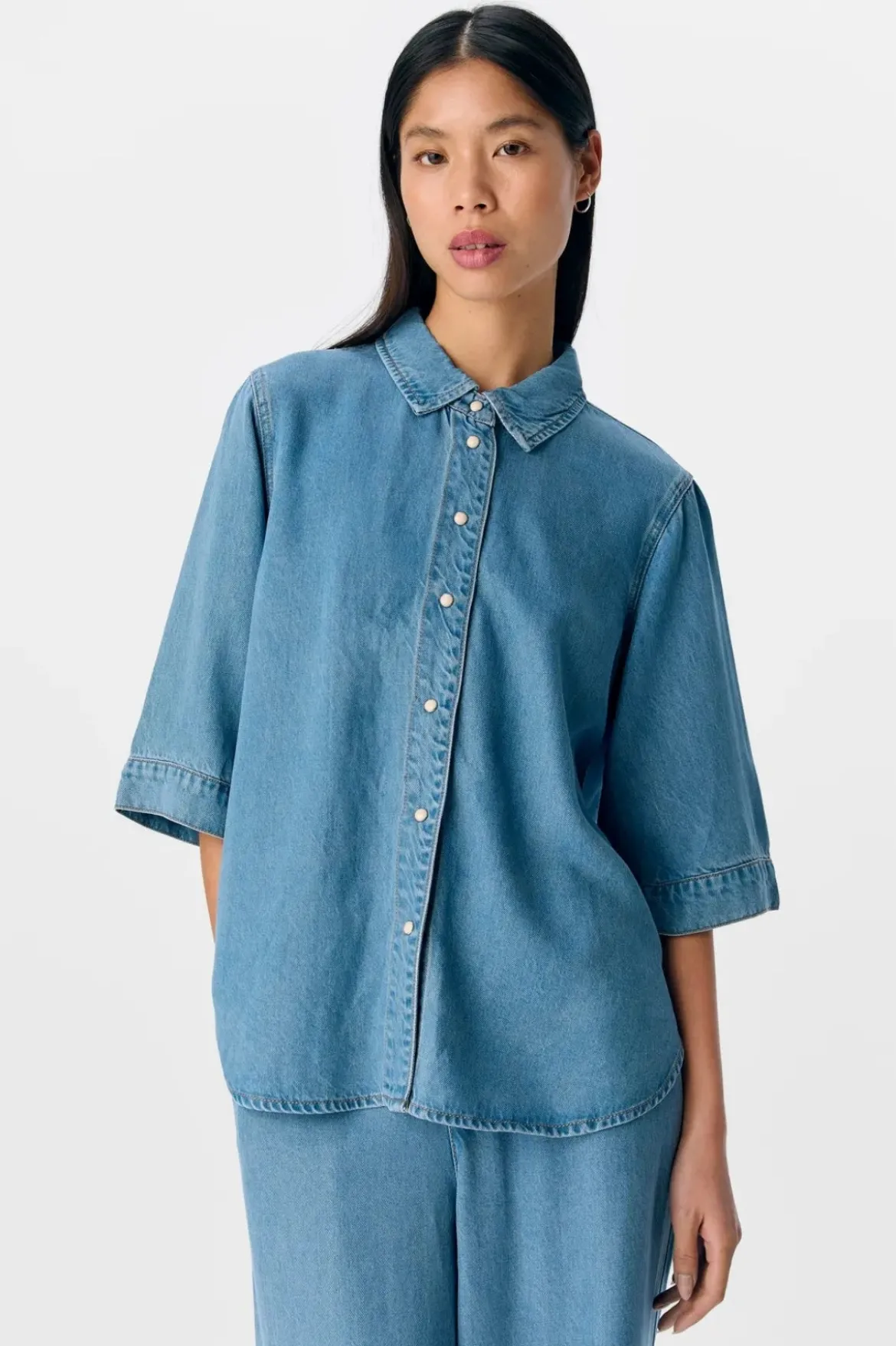 Frame Denim Top - Lyseblå Denim