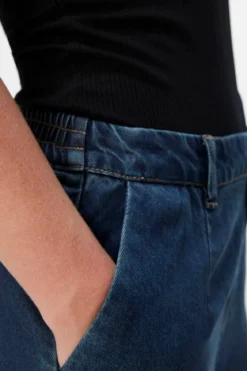 Frame Lisa Wide Pants - Mørkeblå Denim Rinse Wash