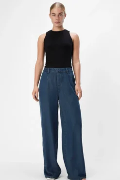 Frame Lisa Wide Pants - Mørkeblå Denim Rinse Wash