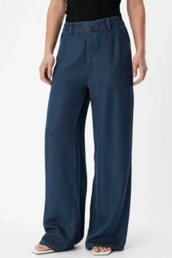 Frame Lisa Wide Pants - Mørkeblå Denim Rinse Wash