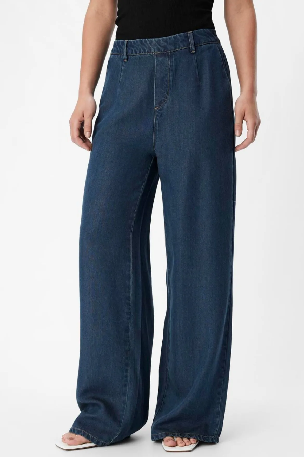 Frame Lisa Wide Pants - Mørkeblå Denim Rinse Wash