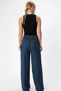 Frame Lisa Wide Pants - Mørkeblå Denim Rinse Wash