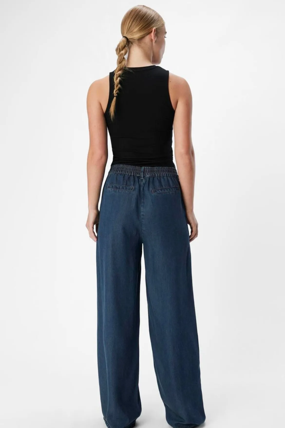 Frame Lisa Wide Pants - Mørkeblå Denim Rinse Wash